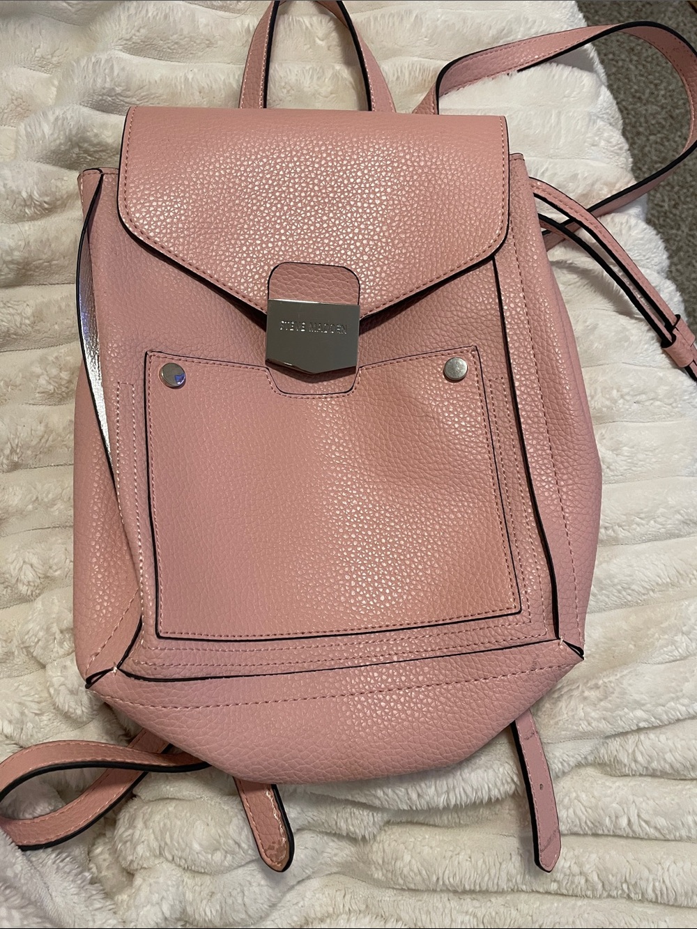 Steve Madden Pink Pebbled Leather Backpack